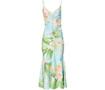 Gerafftes Kleid mit Blumen-Print