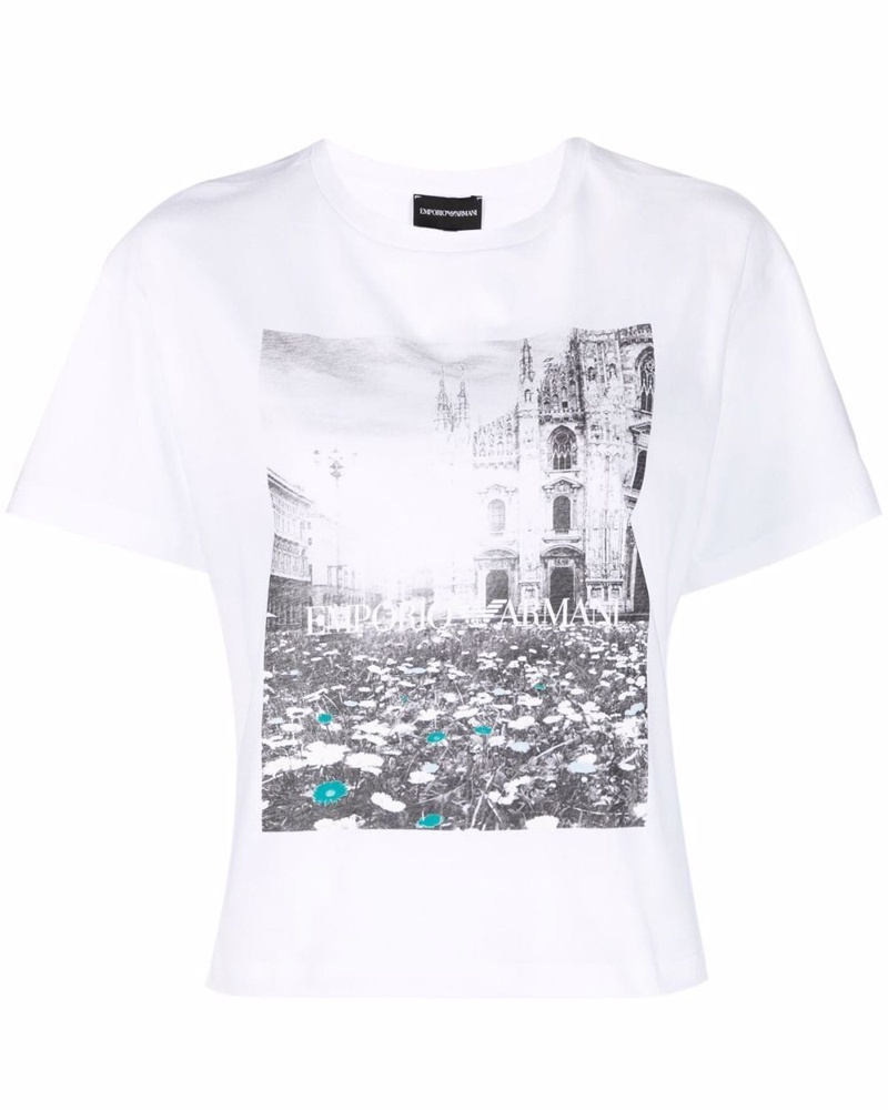 Emporio Armani Damen T-Shirt mit grafischem Print