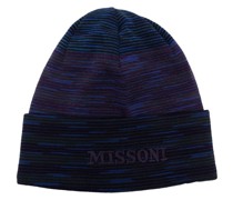 logo striped knit beanie