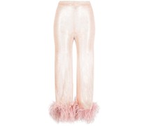 Cropped-Hose mit Strassfransen
