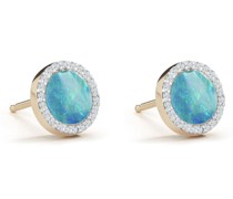 14kt Gelbgoldohrstecker mit Diamanten und Opal