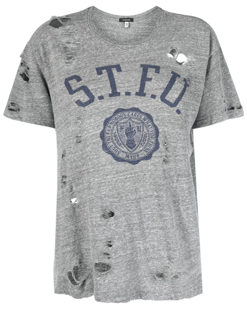 R13 Damen T-Shirt im Distressed-Look