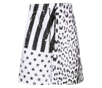 mixed-print drawstring-waist shorts