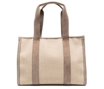 Handtasche mit Wildlederbesatz