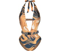 Neckholder-Badeanzug mit Print