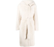Shearling-Mantel mit Kapuze