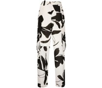 abstract-print silk cargo trousers