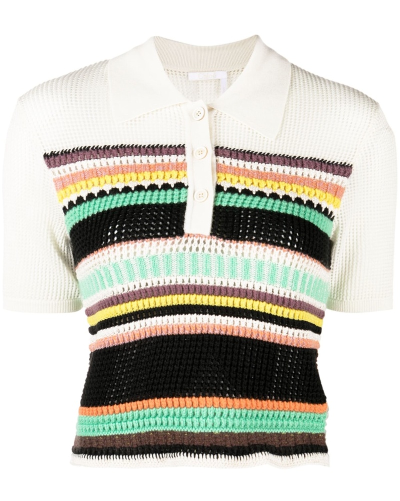Chloé Damen Gestricktes Poloshirt mit Streifen
