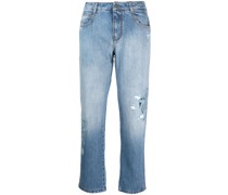 Cropped-Jeans mit Guipure-Spitze