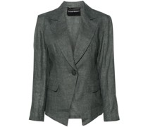 smocked-panel linen-blend blazer