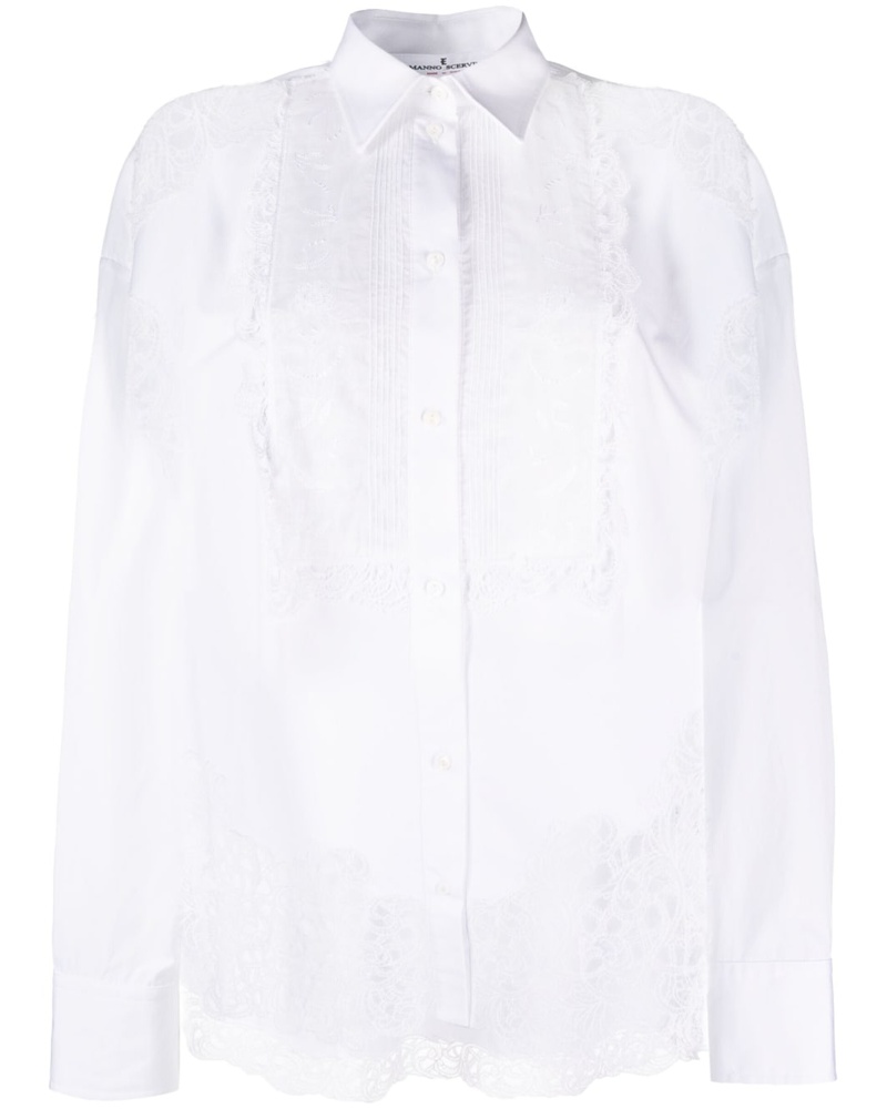 Ermanno Scervino Damen lace-detailing cotton shirt