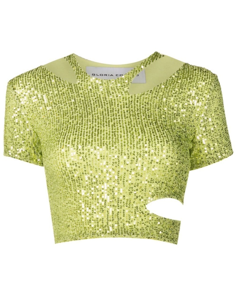 Gloria Coelho Damen Cropped-Top mit Pailletten