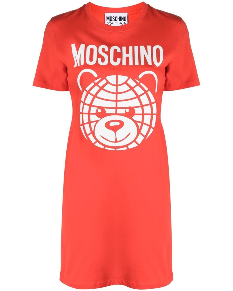 Moschino Damen T-Shirtkleid mit Logo-Print