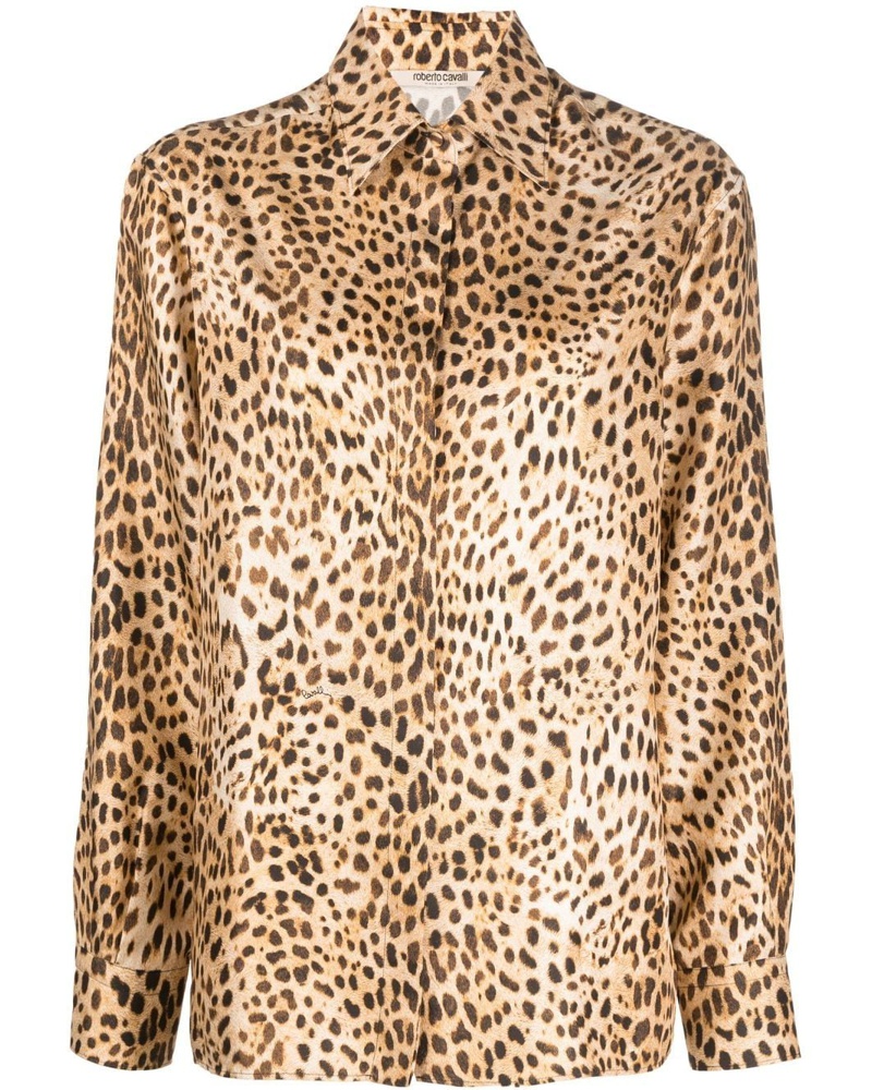 Roberto Cavalli Damen Hemd mit Leoparden-Print