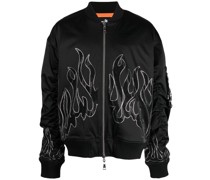 Bomberjacke mit Flammen-Print