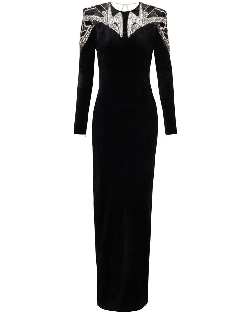 Balmain Damen Langes Kleid mit Pailletten