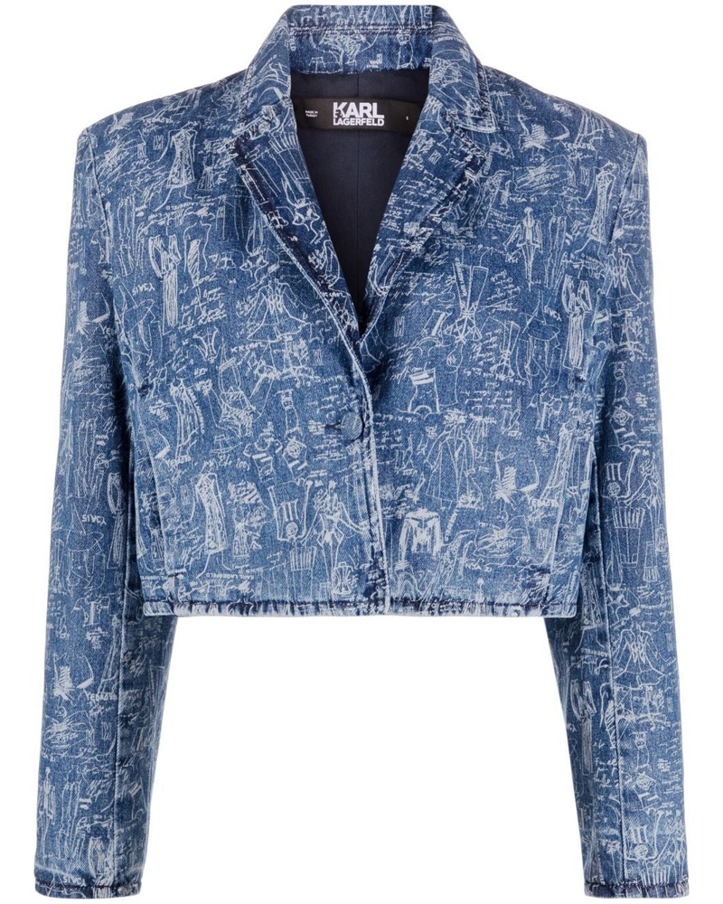 Karl Lagerfeld Damen Cropped-Jacke mit Print