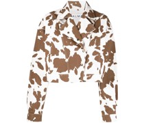 Jeansjacke mit Kuh-Print