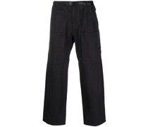 belted cotton loose-cut trousers