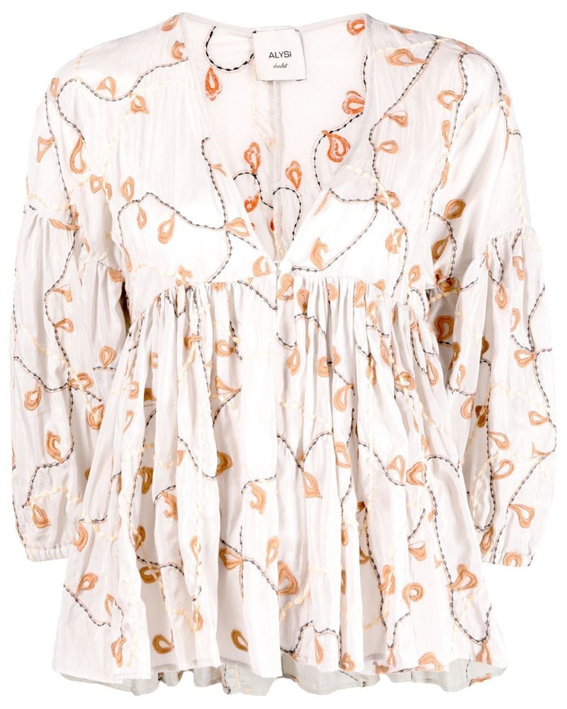 ALYSI Damen Gesmoktes Top mit Stickerei EV7529 ALYSI Damen Gesmoktes Top mit Stickerei EV7529