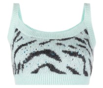 zebra intarsia-knit cropped top