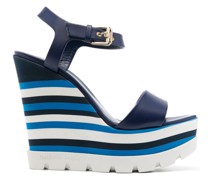 Wedge-Sandalen mit Streifen 130mm
