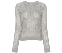 metallic-threading open-knit Pullover