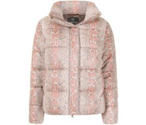 Daunenjacke mit Pythonleder-Print