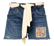 Arizona attached-scarf denim shorts