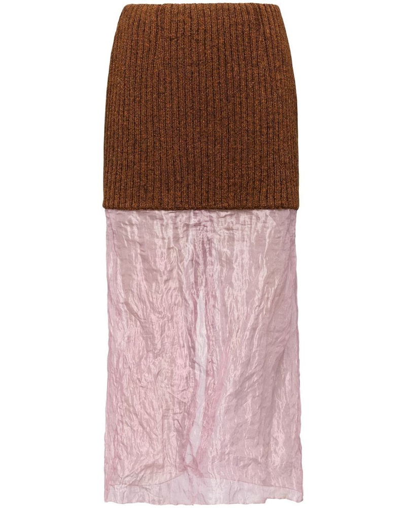 Prada Damen Midirock mit Einsatz