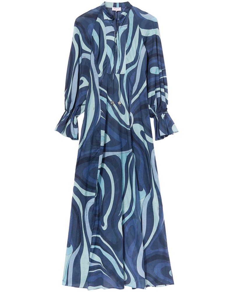 Emilio Pucci Damen Seidenkleid mit Marmo-Print