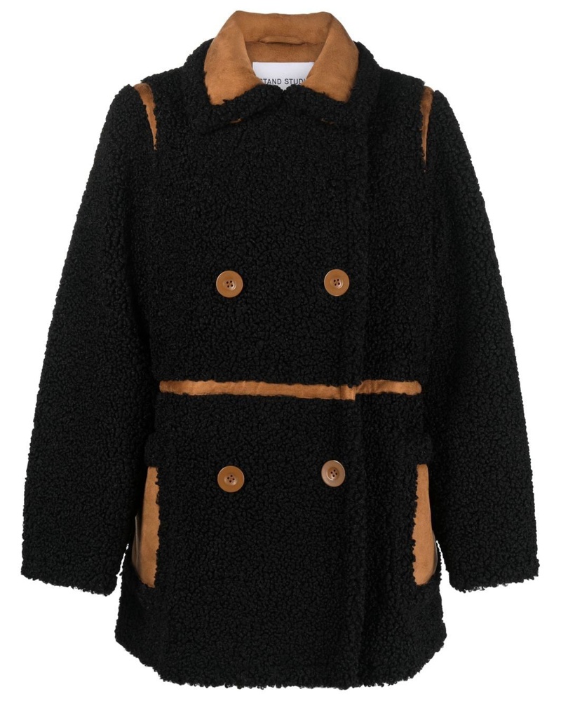 STAND Damen Doppelreihiger Mantel aus Faux Fur EV8190 STAND Damen Doppelreihiger Mantel aus Faux Fur EV8190