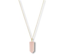 18kt Iqra Gelbgoldhalskette mit Rosenquarz