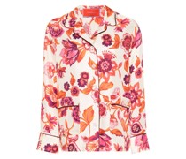 Pyjama-Oberteil aus Seide mit Blumen-Print