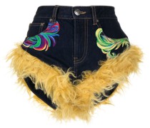 Jeans-Shorts mit Wollbesatz