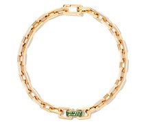 18kt Mini Deco Gelbgoldarmband mit Smaragden