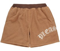 Fleece-Shorts mit Logo-Stickerei