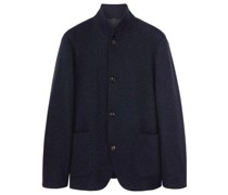 button-up suede-cashmere jacket