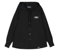 logo-embroidered hooded shirt