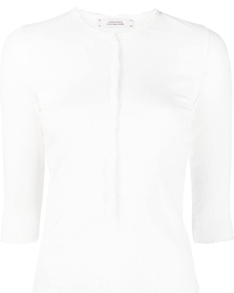 Dorothee Schumacher Damen Geripptes Henley-T-Shirt