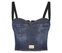 Cropped-Jeans-Top mit Logo