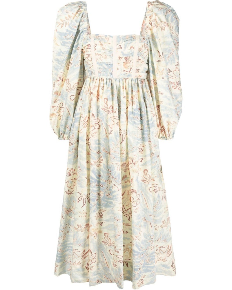 Ulla Johnson Damen Midikleid mit grafischem Print