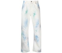 Gerade Hose mit Aquarell-Optik