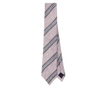 stripe-print linen-silk blend tie