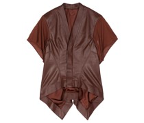 V-neck leather blouse