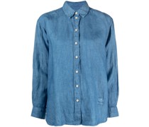 classic-collar buttoned linen shirt
