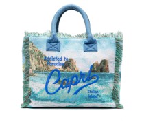 Strandtasche mit Slogan-Stickerei