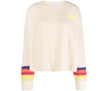 logo-embroidered striped ribbed Pullover