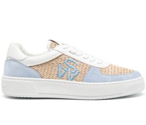 Courtside panelled raffia sneakers