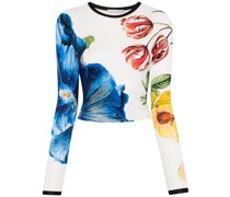 floral-print fine-knit sweater